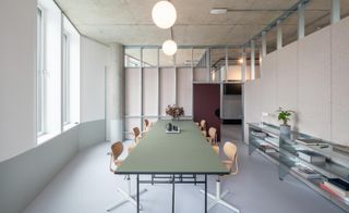 elegant interior with pale colours at the Bureau coworking space which opens at the Design District