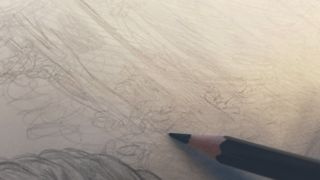 Annie uses Prismacolor Col-Erase pencils to sketch her initial image