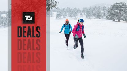 Two trail runners in wintery scene