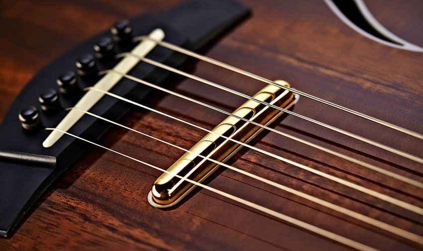 Only this stacked humbucker is visible; the T5z's other two pickups are placed in the neck joint and under the soundboard