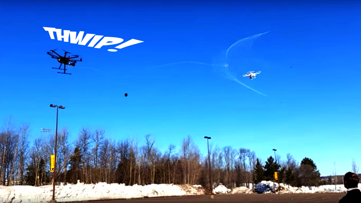 Michigan Tech&#039;s anti-drone can shoot a web to safely dispatch other drones.