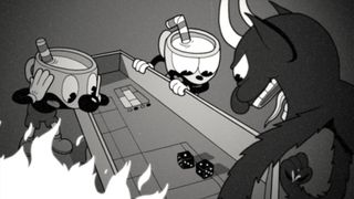 cuphead screenshot in black and white, one of the best laptop games