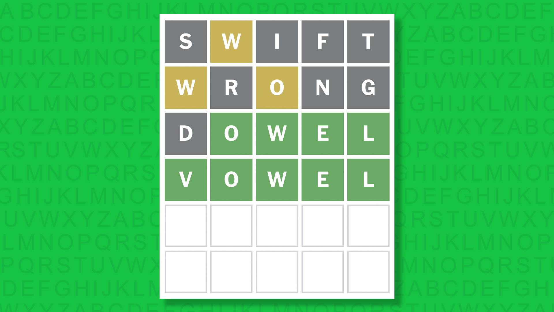 NYT Wordle answer for game 1616 on a green background