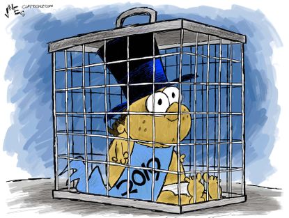 Editorial cartoon U.S. Trump new years baby family separation