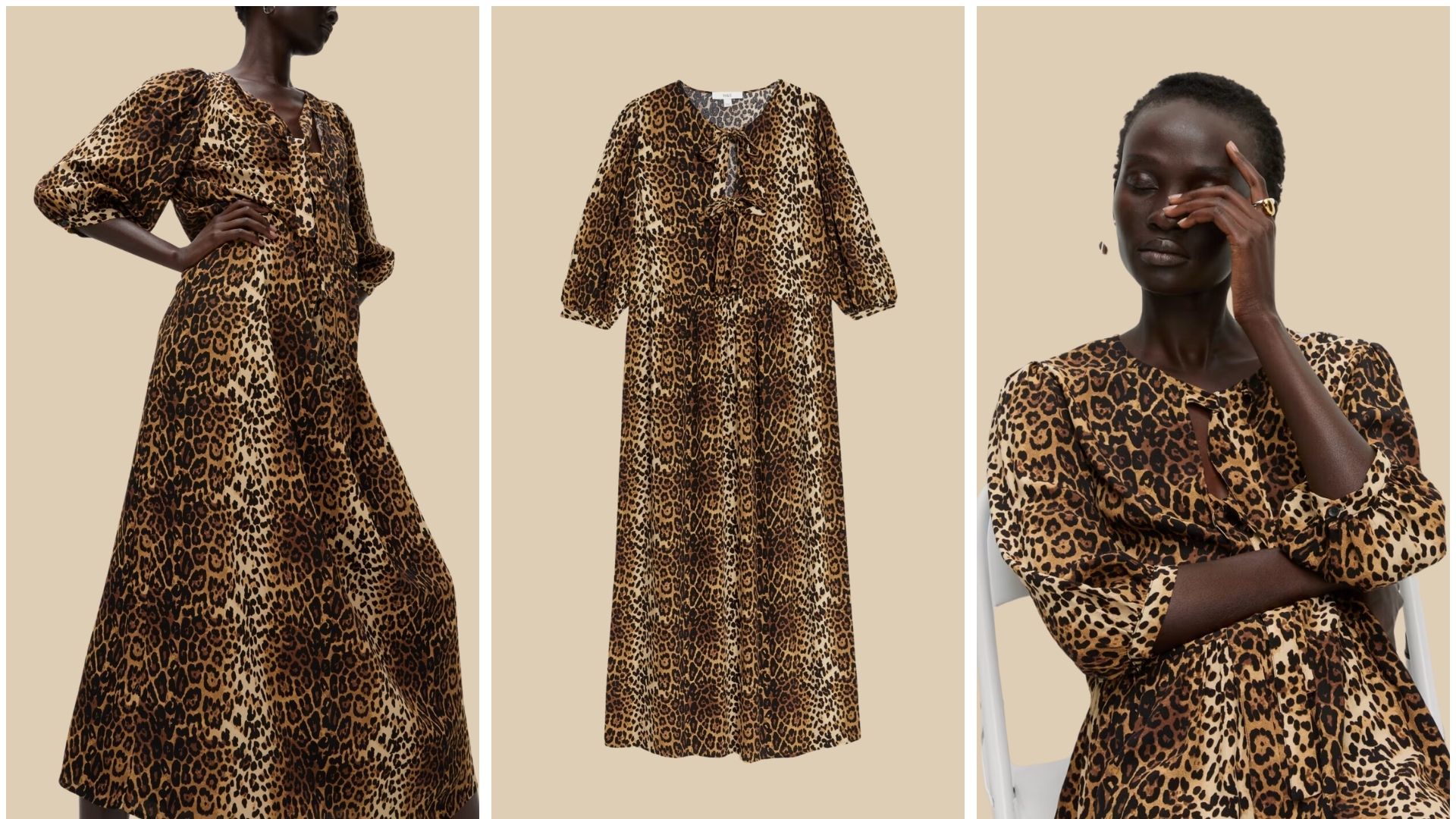 knee length dresses for ladies Miss Circle Women Uchenna Cheetah Print Stretchy Strapless Midi Dress with Lace Trim - Cheetah Print