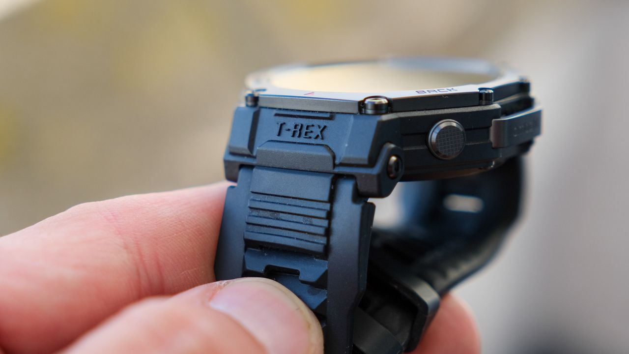 Amazfit T-Rex 3 Pro smartwatch in hand