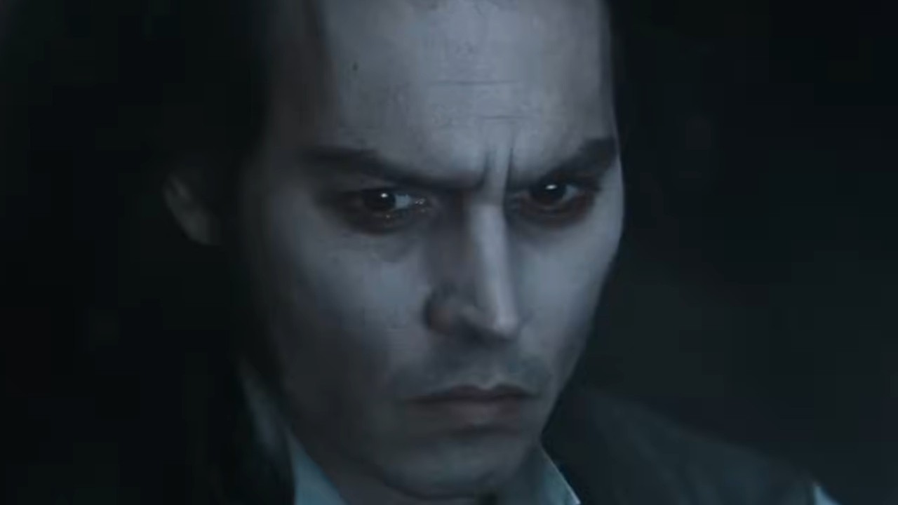 Johnny Depp with a dour expression in Sweeney Todd