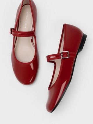 Carmel Patent Buckled Mary Jane Flats