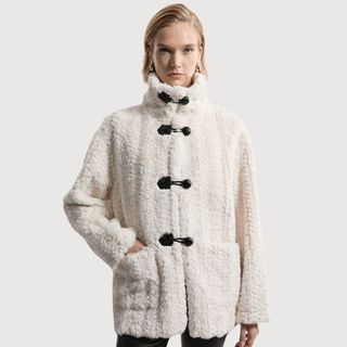 Faux Fur Toggle Fastened Collared Jacket