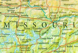 Geographic map of Missouri close
