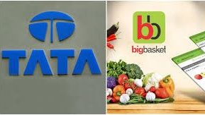 Logos of Tata Group and BigBasket
