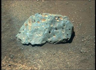 The Perseverance rover used its SuperCam laser to study this strange green rock on Mars.