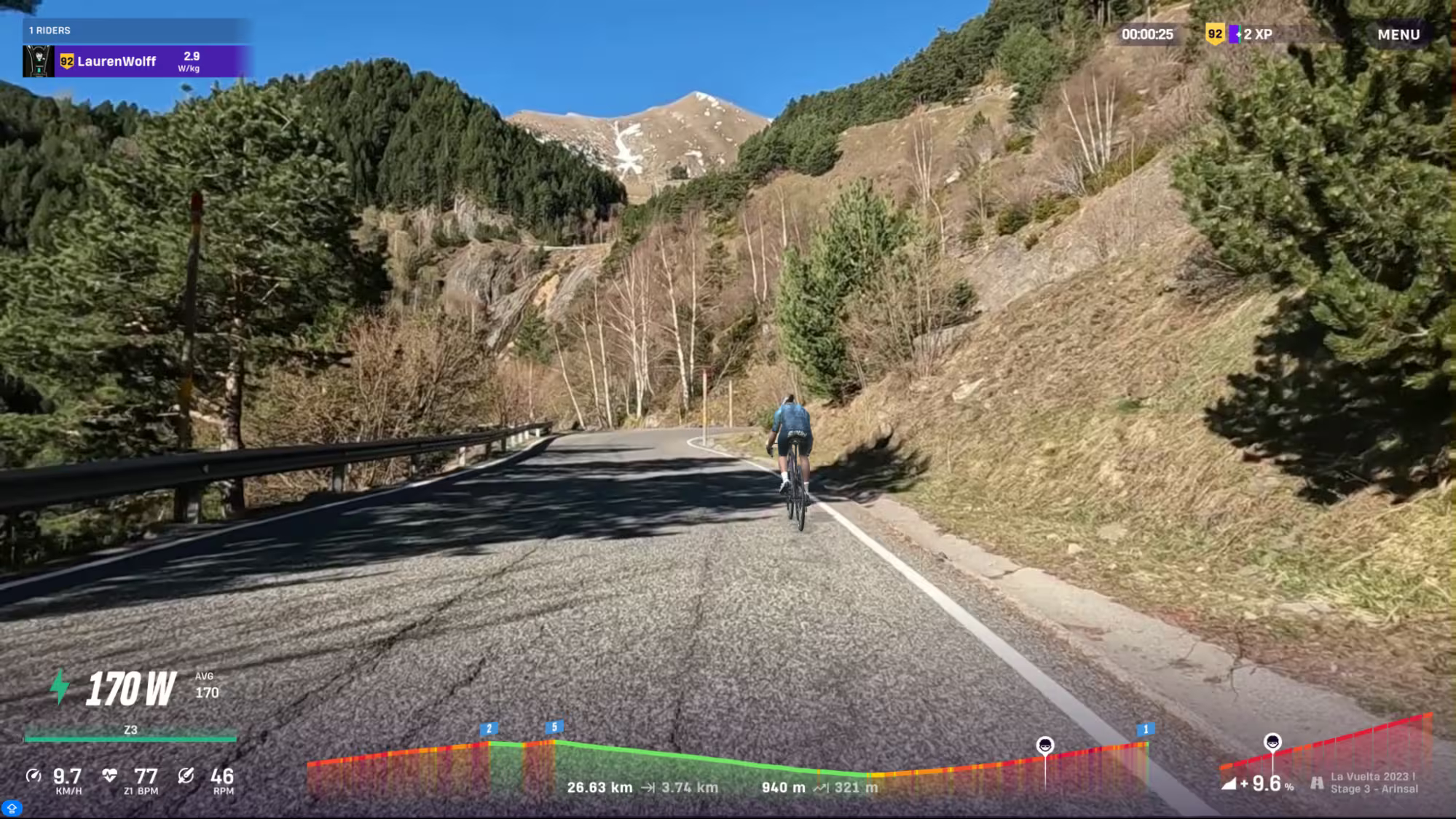 an image from the Rouvy cycling simulator