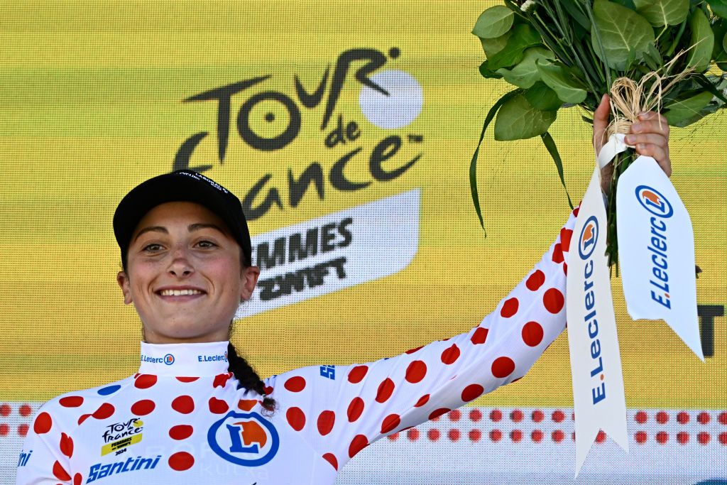 Cristina Tonetti (Laboral Kutxa - Fundaci&oacute;n Euskadi) took the first mountains jersey at the 2024 Tour de France Femmes