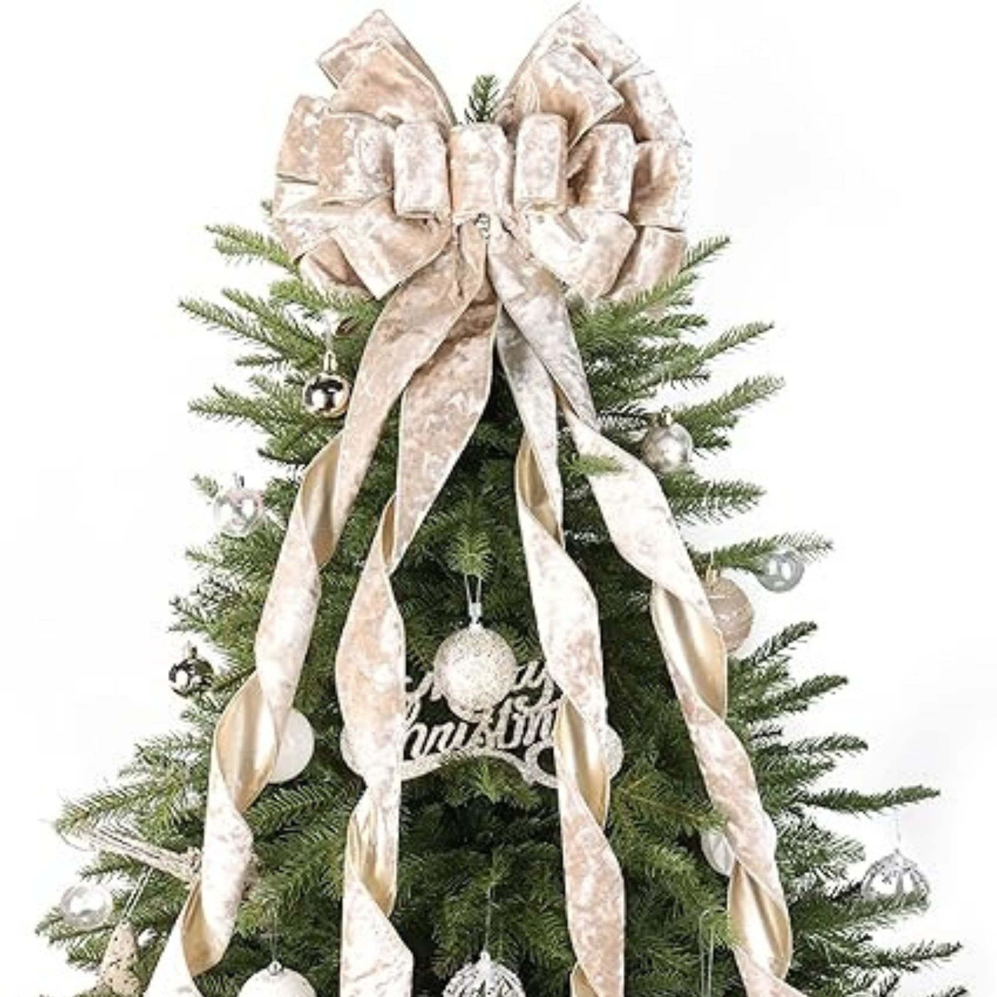 bow with cascading ribbon