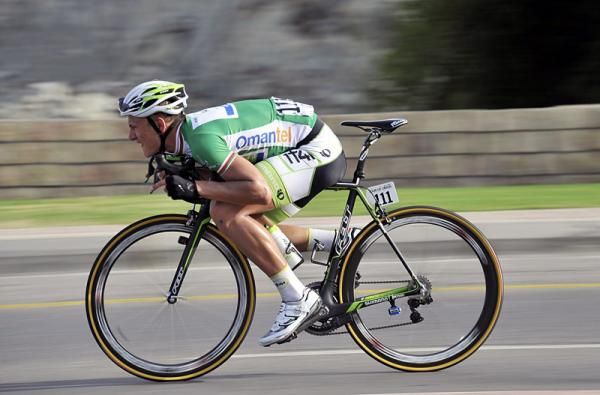 Marcel Kittel (Project 1t4i), wearing the points jersey, gets aero during stage 4.
