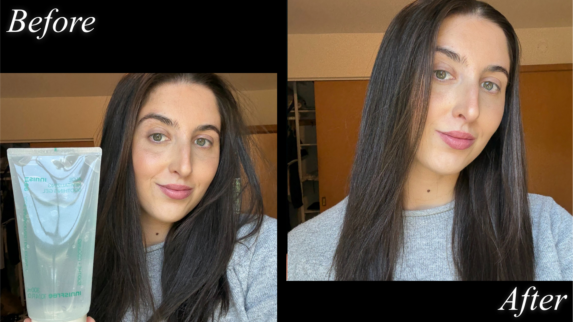 Marisa Petrarca using the Innisfree Aloe Vitalizing Soothing Gel Hydrating Face & Body Moisturizer