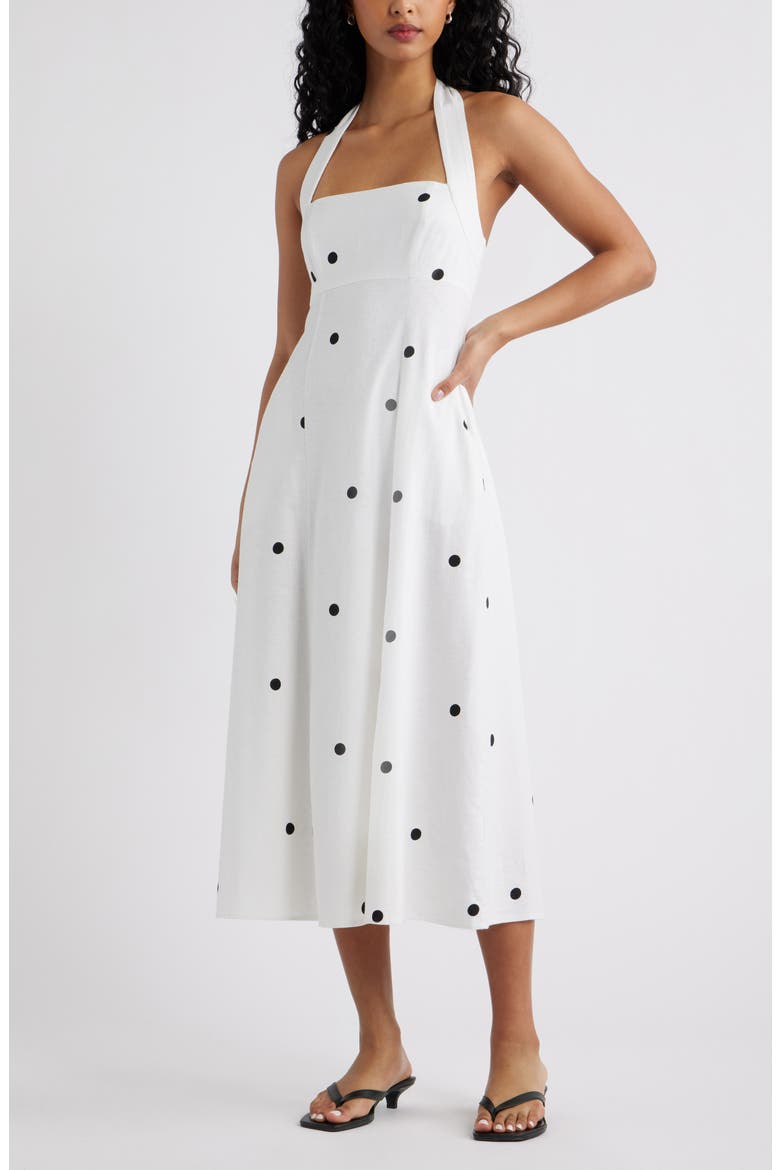 Linen Blend Halter Midi Dress