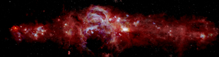 A composite image reveals swirls of dust and matter deep within our Milky Way galaxy.