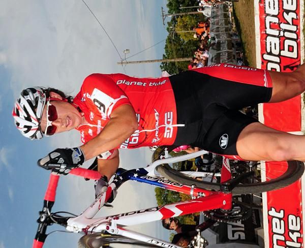 Kristin Wentworth (Planet Bike) at the barriers.