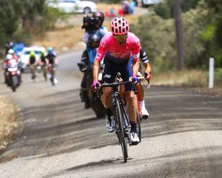 EF Education First's Michael Woods on the attack on the gravel section on stage 2 of the 2019 Herald Sun Tour