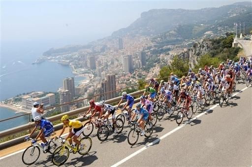 Fabian Cancellara (Saxo Bank) lease the race out of Monaco in day two of the Tour de France.