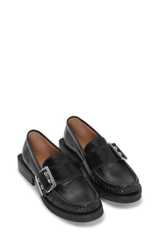 Ganni, Black Feminine Buckle Loafers