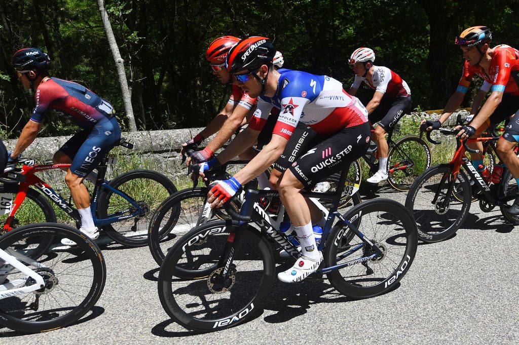 BRIVESCHARENSAC FRANCE JUNE 06 Rmi Cavagna of France and Team QuickStep Alpha Vinyl competes during the 74th Criterium du Dauphine 2022 Stage 2 a 1698km stage from SaintPray to BrivesCharensac WorldTour Dauphin on June 06 2022 in BrivesCharensac France Photo by Dario BelingheriGetty Images