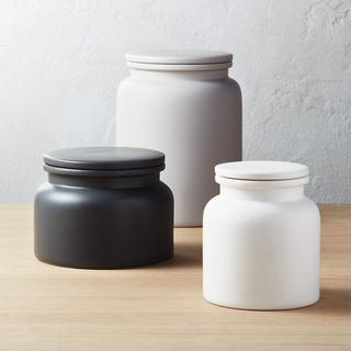 black white and gray storage containers