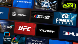 Samsung TV Plus interface with logos of sports channels