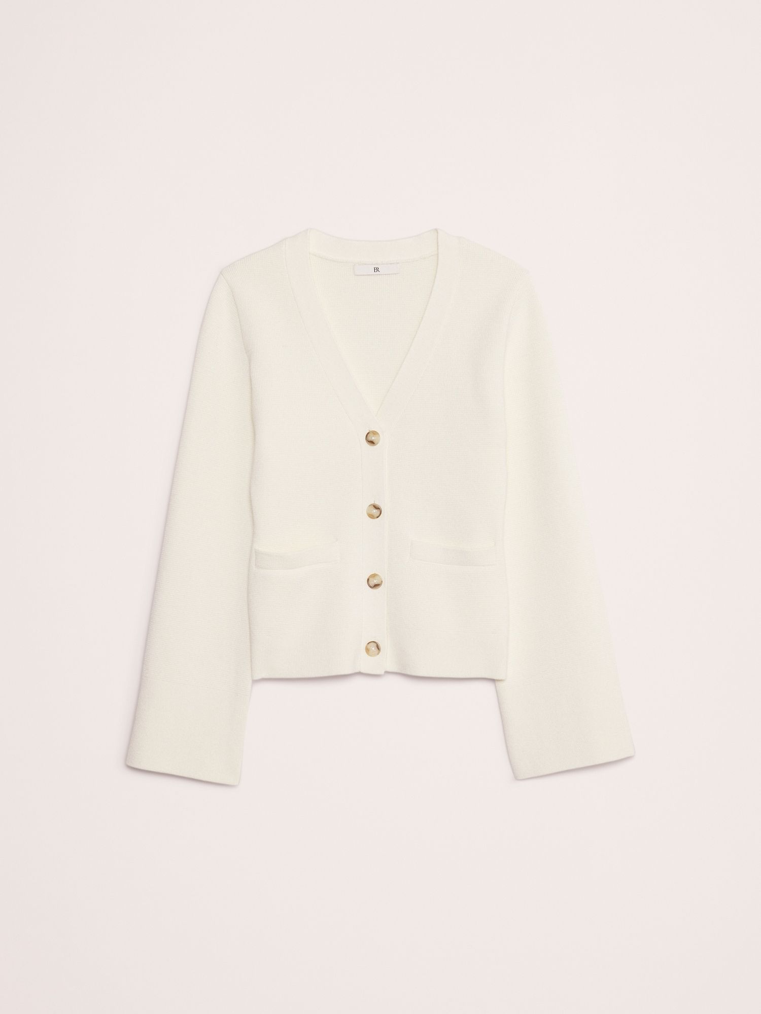 Cotton-Silk Flare-Sleeve Cardigan