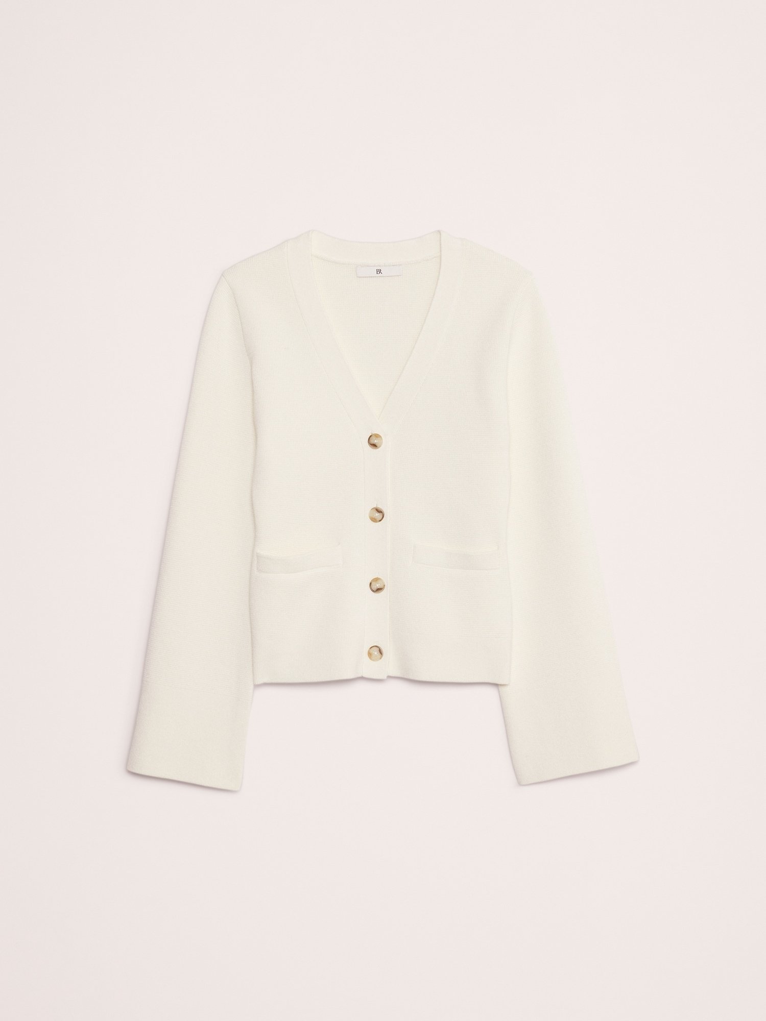 Cotton-Silk Flare-Sleeve Cardigan