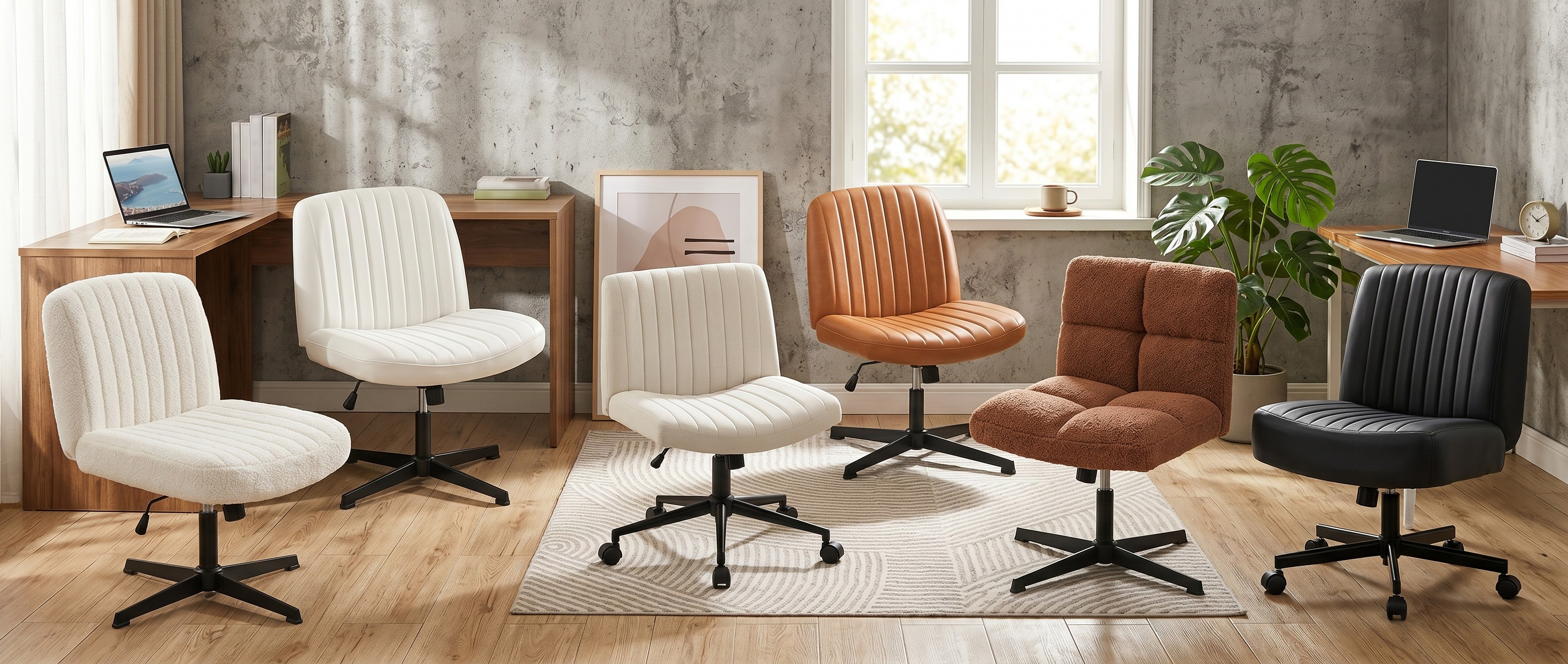 Several criss-cross chairs displayed in an office environment