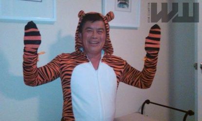 Rep. David Wu (D-Ore.), inexplicably outfitted in a tiger suit, in a photo he distributed via email prior to the November 2010 election. His advisers reportedly staged interventions regarding