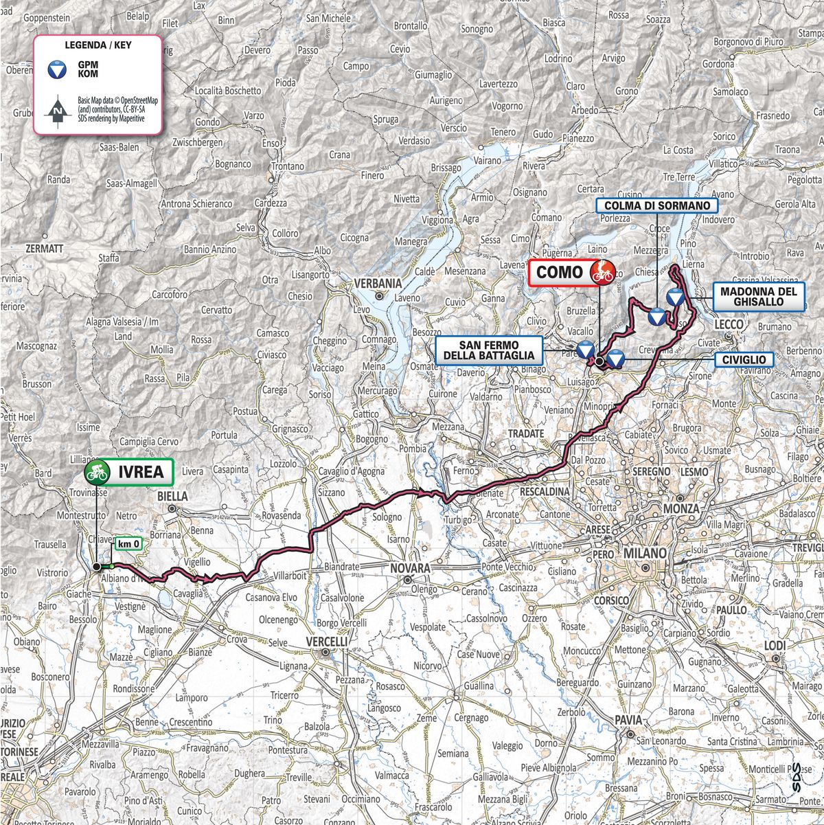 2019 Giro d'Italia: Stage 15 Map