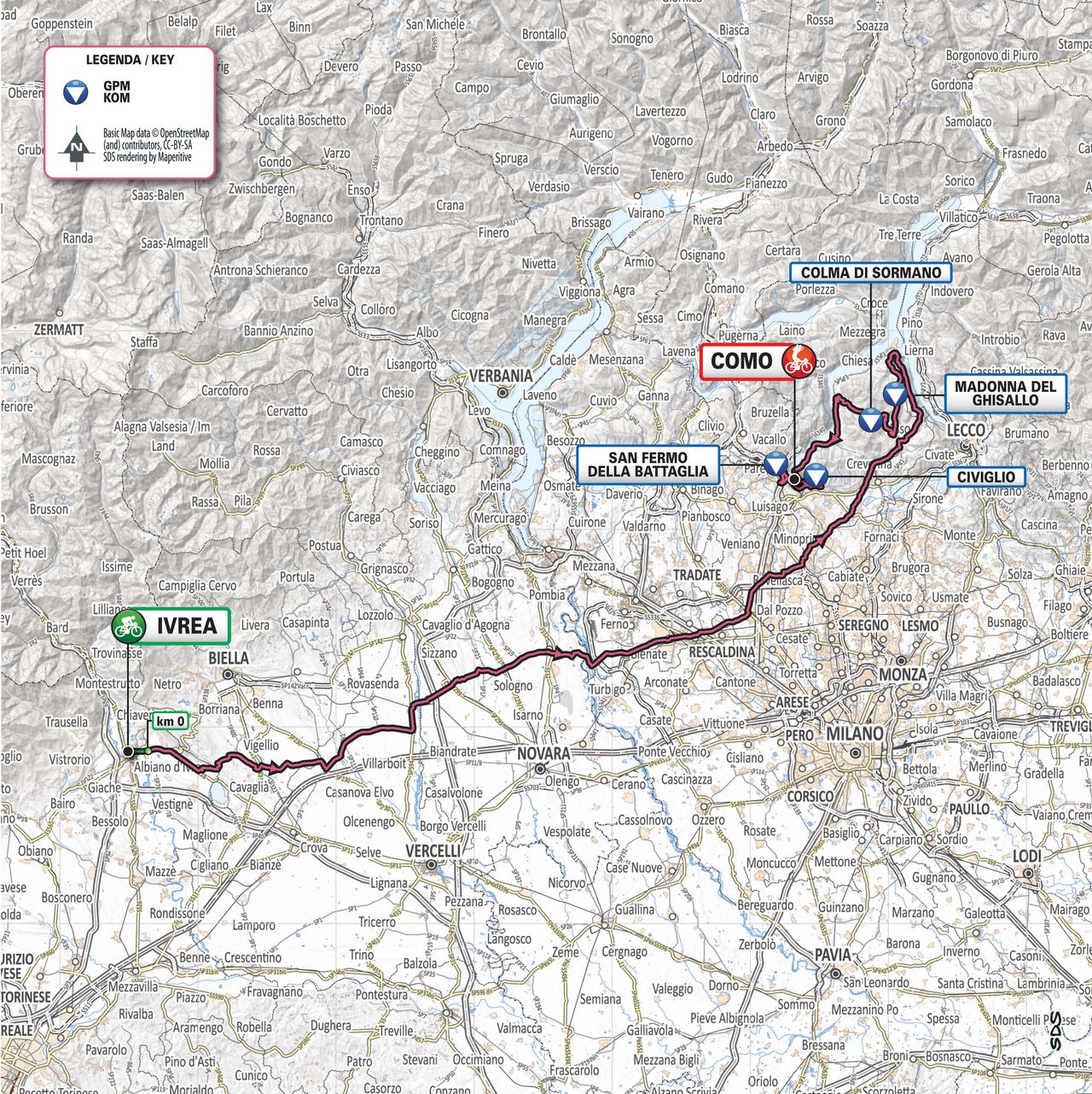 2019 Giro d'Italia: Stage 15 Map