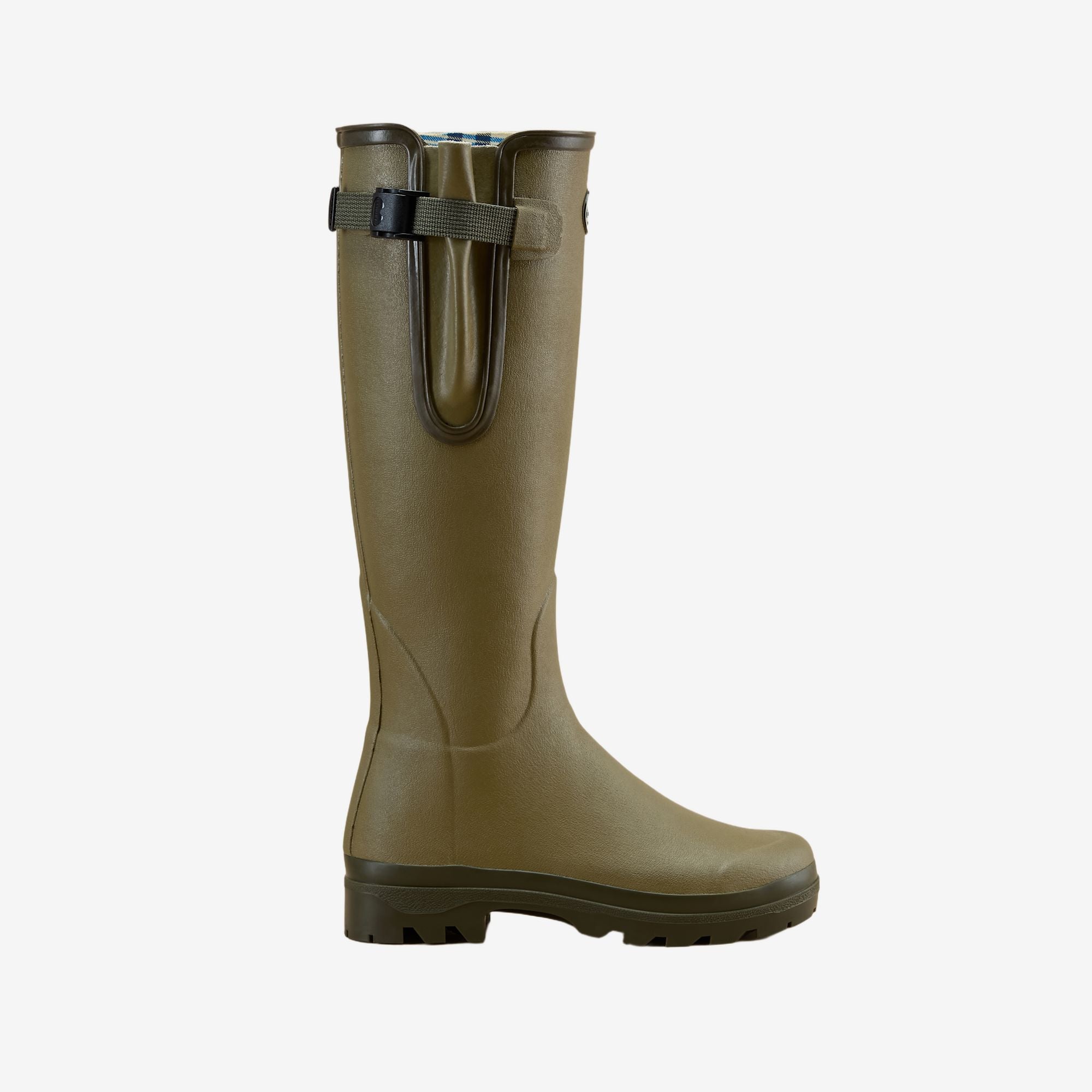 Women's Vierzon Jersey Tartan Lined Wellington Boot, 100% Waterproof, Suitable for All-Year Round Wear, Shock-Absorbing Anti-Fatigue Grip Sole, Classic Country Boot