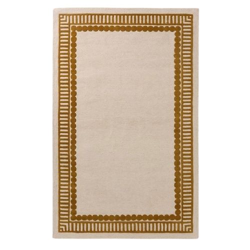 Cream rug with dark yellow border