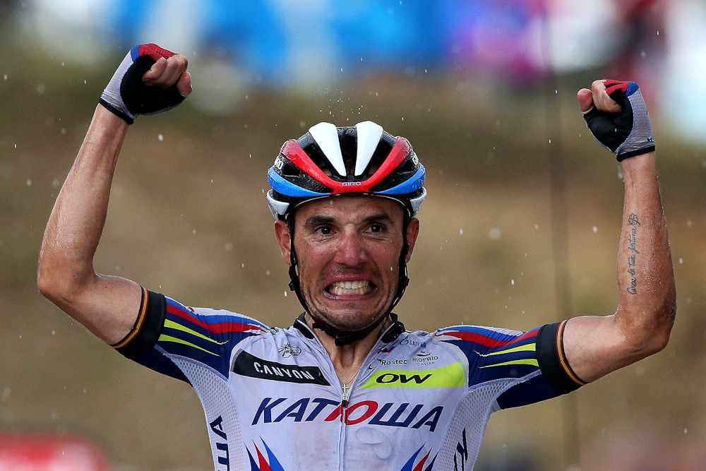 Joaquim Rodr&iacute;guez (Katusha) celebrates his second stage win of the Tour de France.