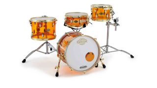 The bass drum is made from 8mm-thick acrylic, while the toms and snare are 6mm thick