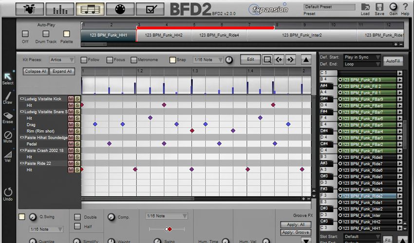 Comprehensive groove editing is on offer.