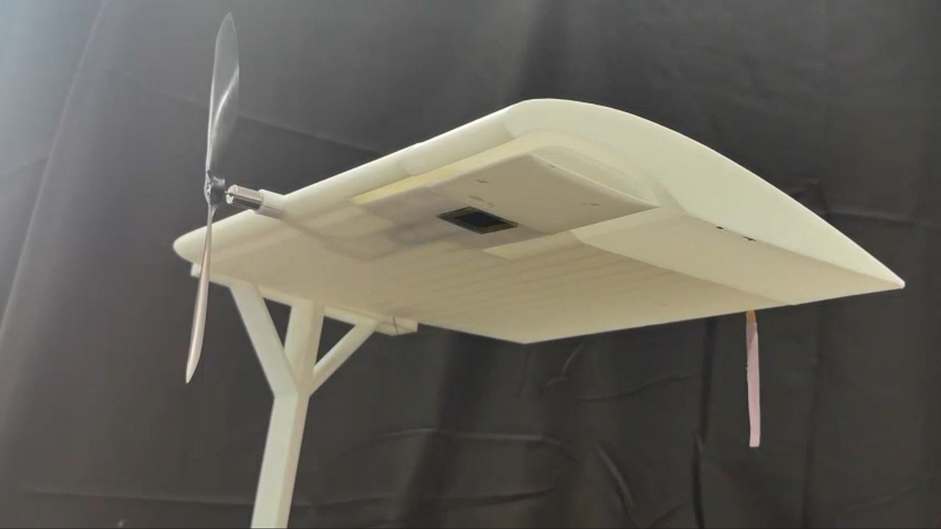 A test drone that can power-on using laser light