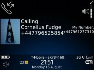 BlackBerry curve 3g: call screen