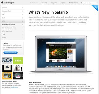 The latest version of Safari offers the new Web Audio API, and some... er, interesting opportunities regarding private browsing