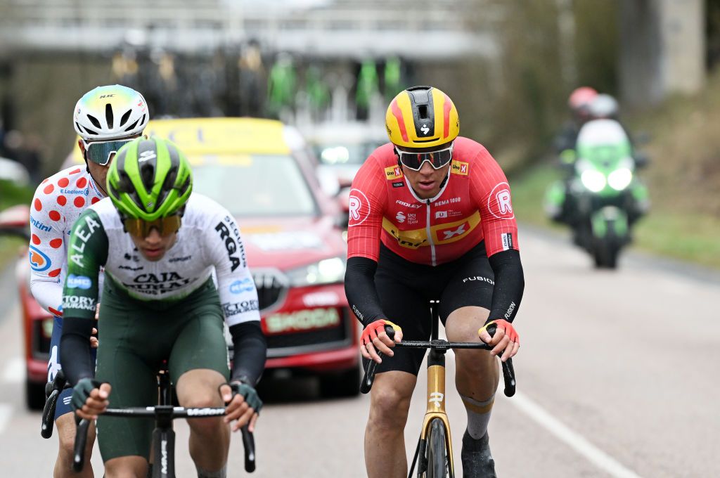 BELLEGARDESURVALSERINE FRANCE MARCH 10 Jonas Abrahamsen of Norway and Team UnoX Mobility compete in the breakaway during the 83rd Paris Nice 2025 Stage 2 a 1839km stage from Montesson to Bellegarde UCIWT on March 10 2025 in BellegardesurValserine France Photo by Dario BelingheriGetty Images