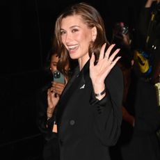 Hailey Bieber at The Carlyle Hotel before the 2025 Met Gala: "Superfine: Tailoring Black Style" held at the Metropolitan Museum of Art on May 5, 2025 in New York, New York. (Photo by Steve Eichner/WWD via Getty Images)