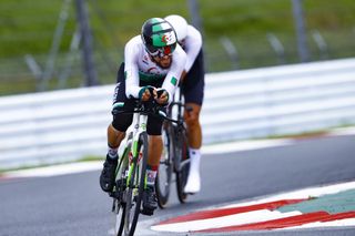 Azzedine Lagab competing in the Olympic time trial on Wednesday