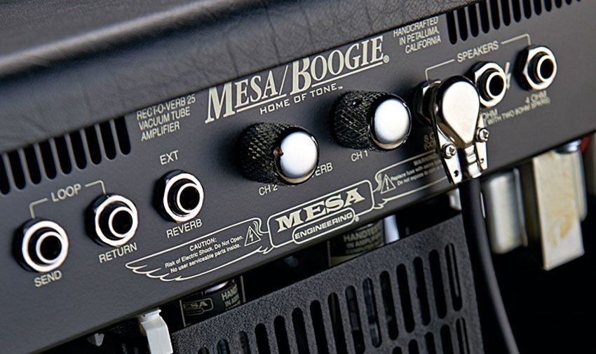 The rear panel houses separate reverb controls for each channel, typical of the attention to detail found in all Mesa amps