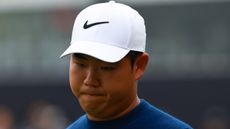 Tom Kim appears dejected after losing in a playoff at the 2024 Genesis Championship