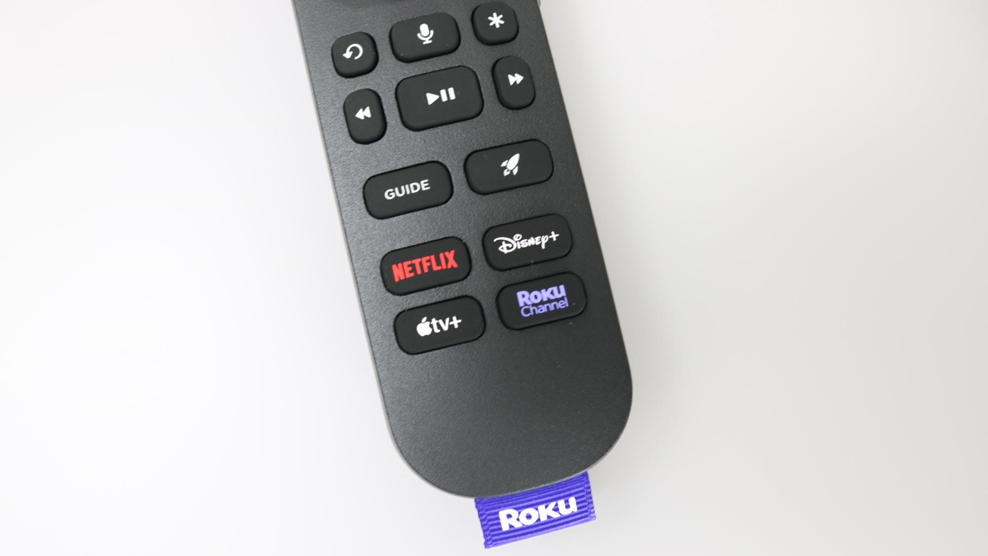 The new Guide button and the Quick Launch button on the Roku Voice Remote Pro (2nd Gen)